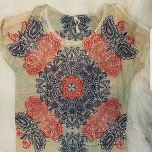 SEVEN7 WOMENS SIZE LARGE PAISLEY PRINT COLD SHOULD